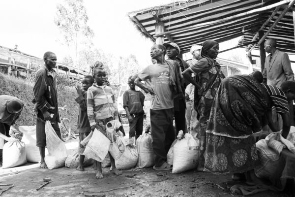 Burundian coffee farmers waiting to deliver the coffee cherries at Long Miles Coffee's Bukeye Washing Station